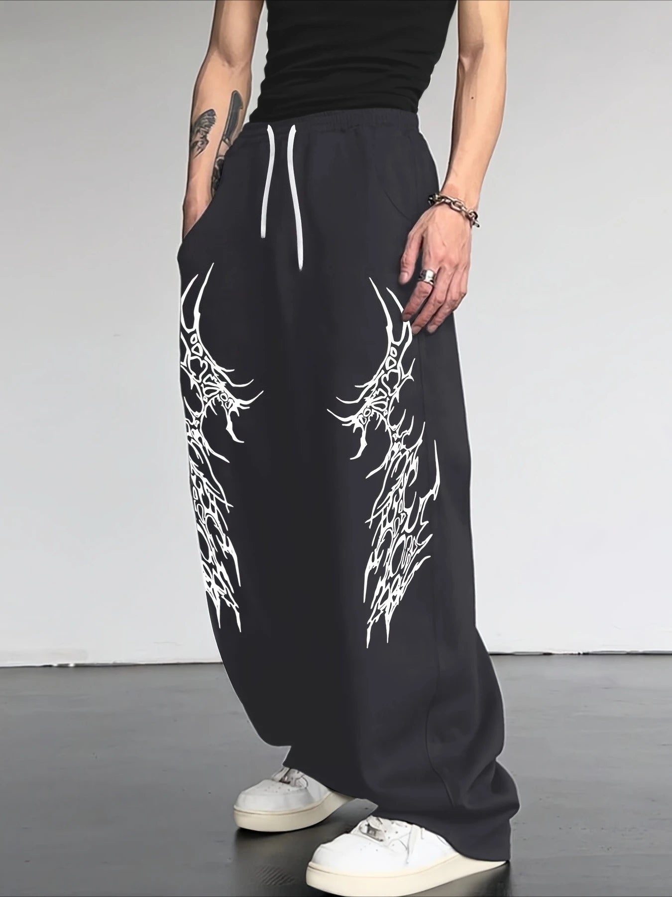 Dark Retro Striped Gothic Loose Straight Leg Pants