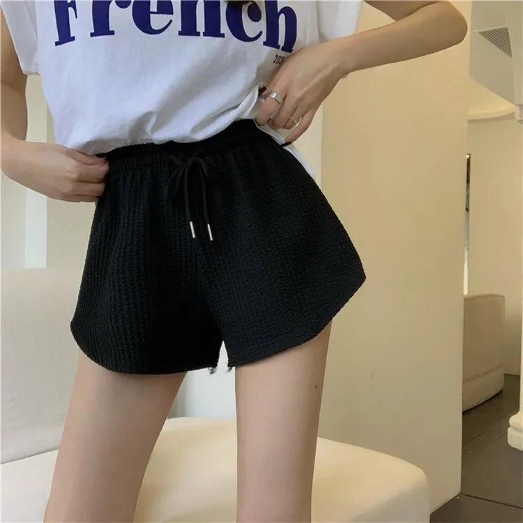 New Summer Waffle Shorts for Women | High Waist Plus Size Loose Casual & Fitness Shorts