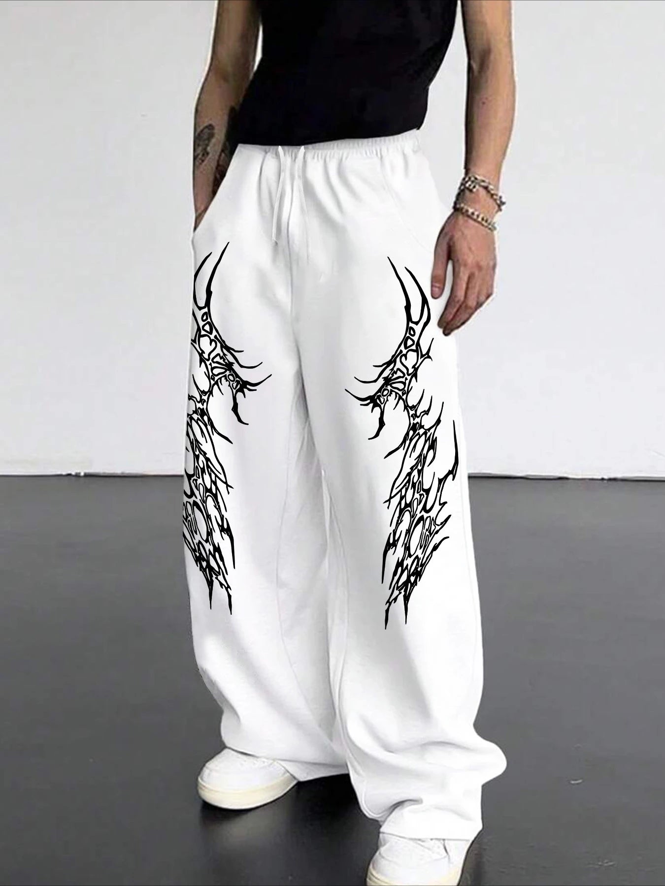 Dark Retro Striped Gothic Loose Straight Leg Pants