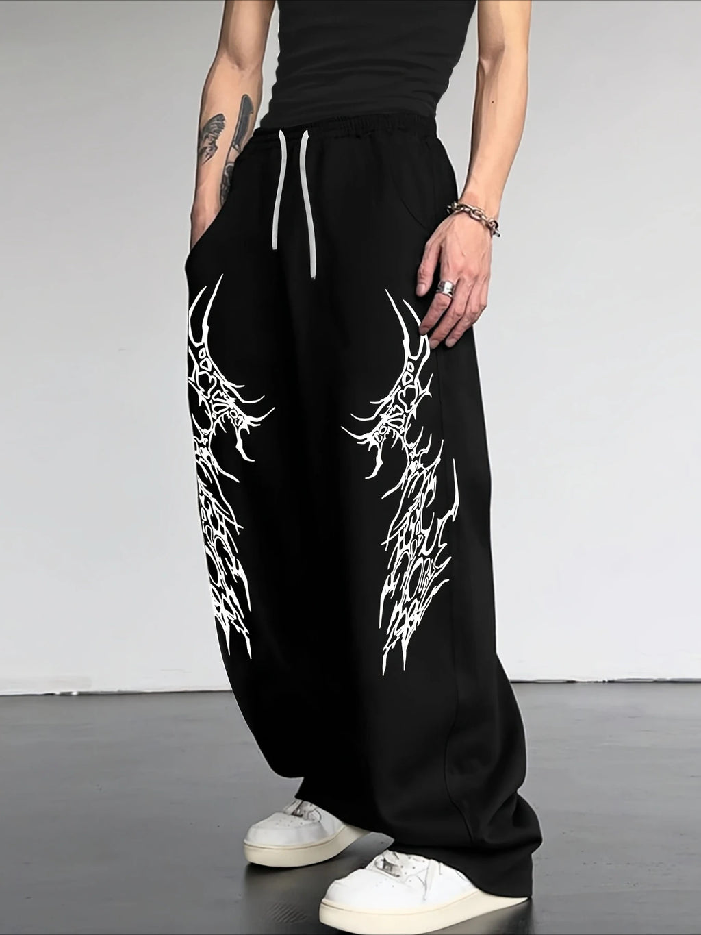 Dark Retro Striped Gothic Loose Straight Leg Pants