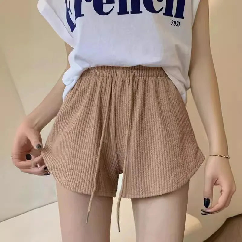 New Summer Waffle Shorts for Women | High Waist Plus Size Loose Casual & Fitness Shorts
