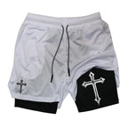 Men’s Christian Cross 2-in-1 Workout Running Shorts | YXNLife