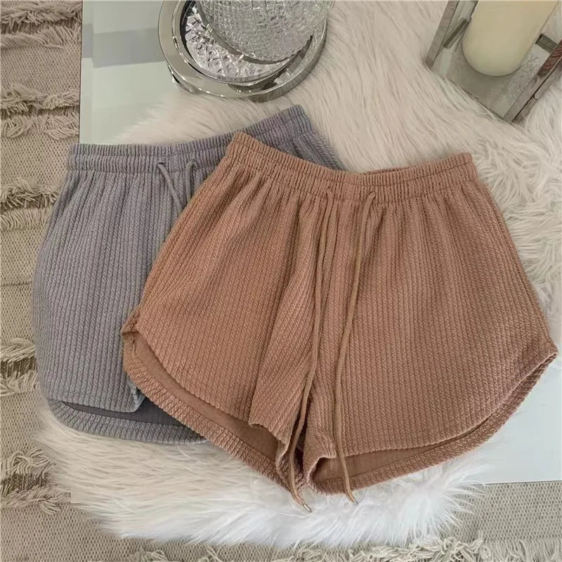 New Summer Waffle Shorts for Women | High Waist Plus Size Loose Casual & Fitness Shorts
