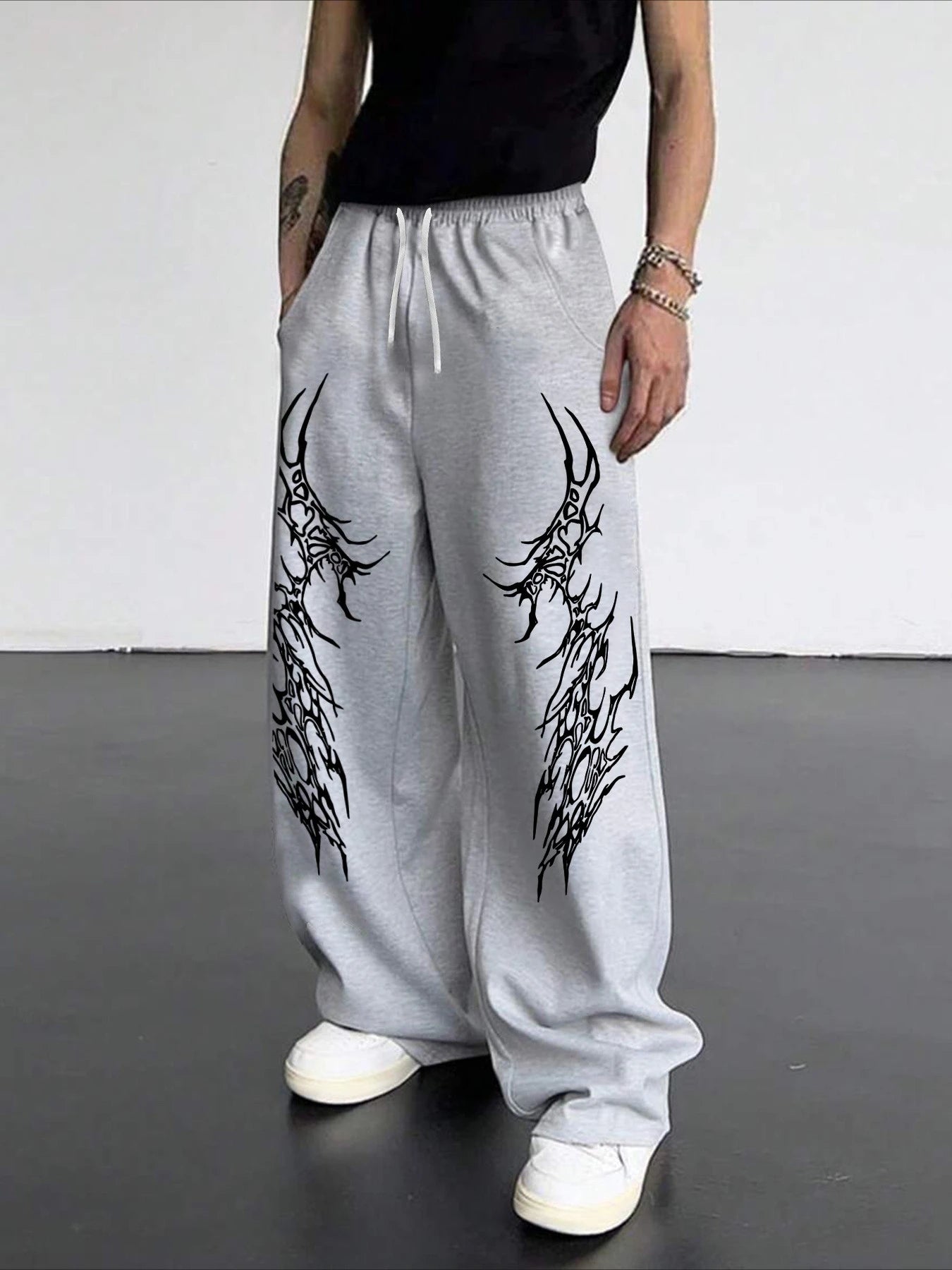 Dark Retro Striped Gothic Loose Straight Leg Pants